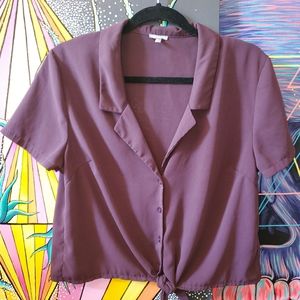 Purple Tie Front Shirt